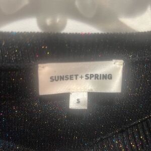 Sunset+Spring black sparkly cold shoulder sweater